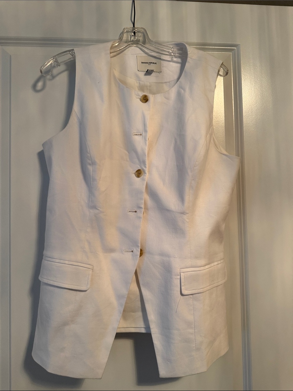 Banana Republic white Sleeveless Button Vest
